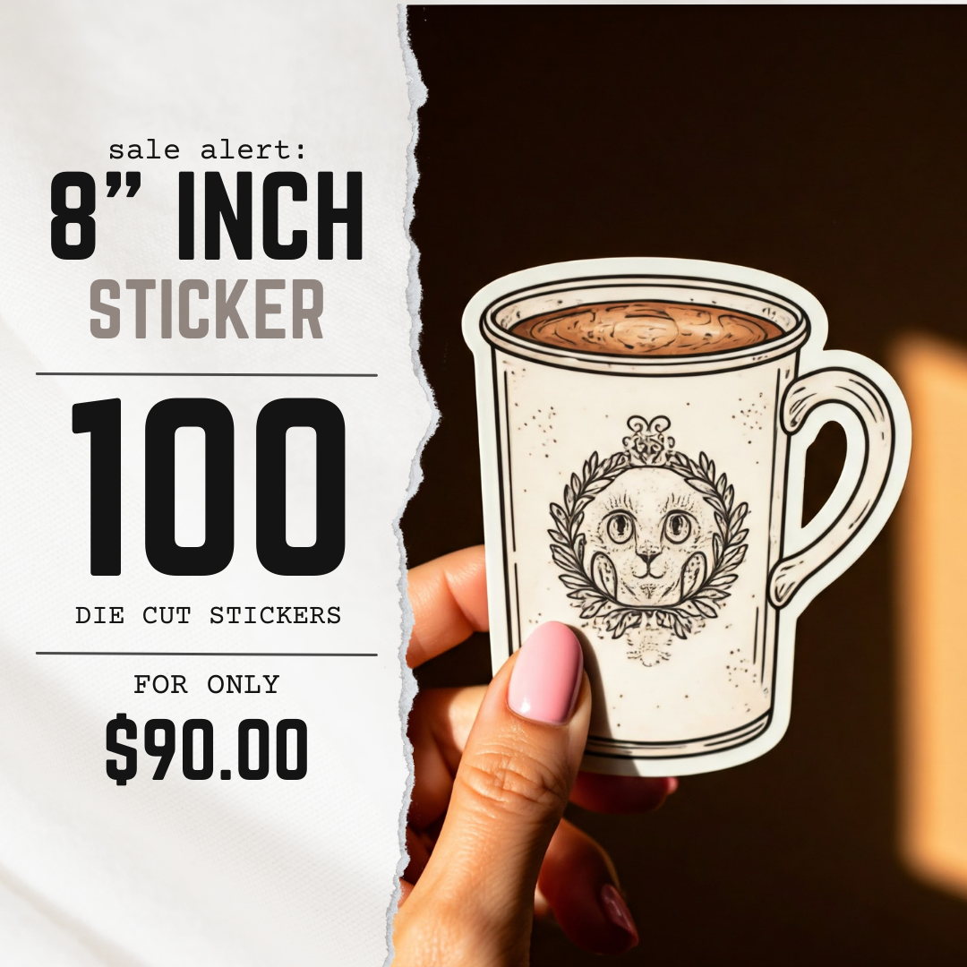 8 inch 100 Custom stickers promo